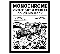 Monochrome Vintage Cars & Vehicles Coloring Book: 50 Bold and Easy Designs of Classic Cars, Retro Trucks, and Old Timers for Men, Seniors, and Relaxation