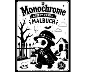 Monochromes Creepy Kawaii Malbuch: Ein-Farben- Ausmalbuch für Erwachsene und Teenager | Süße und gruselige Motive zum Ausmalen | Entspannung und Stressabbau