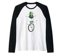 Monociclo Monociclo Leprechaun Shamrock Día de San Patricio Camiseta Manga Raglan