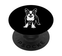 Monocromo Bulldog Francés Cachorro Sentado Perro Línea Arte Diseño PopSockets PopGrip Adhesivo