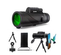 Monocular de 80 x 100 para adultos, telescopio monocular de alta definición con soporte para smartphone y trípode, monoculares de alta potencia para adultos que ven caza, camping, viajes, senderismo