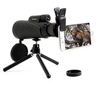 Monocular, HD Waterproof, Anti-Fog, Low-Light Night Vision Telescope, with Smartphone Mount Adapter and Tripod Bak4 Prism Fmc for Outdoor Birds,A