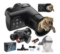 Monocular Visión Nocturna con Sensor Starlight, Zoom Digital 8X, Infrarroja Grabación de Video 4K Monocular de Caza para Adultos, GNV Manos Libres para Cazar Acampar con 32G TF Card(Black)