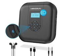 MONODEAL Reproductor de CD portátil Bluetooth Recargable Reproductor de CD con Altavoz y transmisor FM, Discman Reproductor de CD para automóvil, Reproductor de CD Antideslizante pequeño