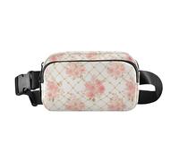 Monogram - Bolso cruzado elegante a cuadros de oro rosa para mujeres y hombres, resistente al agua, con correa ajustable para viajes, compras, correr