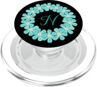 Monogram N Initial Lei Inspired Bonito diseño de círculo PopSockets PopGrip para MagSafe
