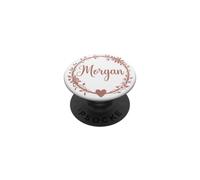 Monograma artístico con Nombre Morgan Corona Floral Boho Estética PopSockets PopGrip Adhesivo