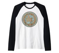 Monograma cristiano IHS con corona de espinas Jesucristo Camiseta Manga Raglan