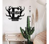 Monograma de metal personalizado Letra inicial y de apellido Est Año de establecimiento Fecha Arte de pared con detalles de desplazamiento Monograma dividido