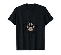 Monograma de Pata de Perro Gris Linda Letra B Patas Camiseta gráfica económica, Hombre, Negro, L
