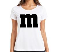 monograma m letra blanca carnaval quinta temporada camiseta mujer, Blanco, XL
