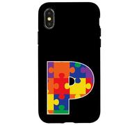 Monograma P en Piezas de Rompecabezas Multicolor Carcasa para iPhone X/XS