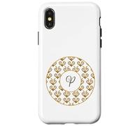 Monograma P Inicial Azulejo Griego Inspirado v6 Carcasa para iPhone X/XS