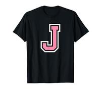 Monograma Rosa Negro Blanco Colegio Inicial J Vector Art Camiseta