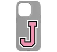 Monograma Rosa Negro Blanco Colegio Inicial J Vector Art Carcasa para iPhone 15 Pro