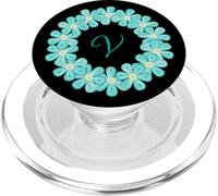 Monograma V Inicial Mandala Inspirado Bonito Círculo PopSockets PopGrip para MagSafe