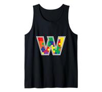 Monograma W en Piezas de Rompecabezas Multicolor V2 Camiseta sin Mangas