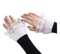 MONOJLY 1 par de puños falsos acampanados de encaje plisado para mujeres y niñas