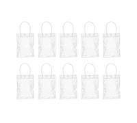 MONOJLY 10 bolsas transparentes de PVC con asa, bolsas de regalo portátiles para organización de embalaje de alimentos y dulces, White