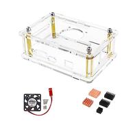 MONOJLY Carcasa transparente para Orange Pi 4 LTS, carcasa acrílica Enclouse, caja transparente con ventilador de refrigeración (opcional)