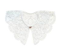 MONOJLY Collar de encaje para mujer, cuello falso con cordones, cuello bordado Hanfu, cuello sintético desmontable para vestido, blanco