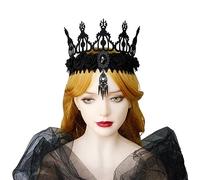 MONOJLY Diadema de corona de bruja de Halloween para mujer, perfecta para bodas y fiestas, tiaras de corona gótica, serie oscura, diadema negra