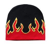 MONOJLY Flame Y2K Gorro de punto con diseño de llama de fuego, rosso, 6 5/8-7 3/8