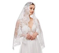 MONOJLY Mantilla de encaje velo católico elegante patrón floral suave cómodo para cubrir la cabeza para mujeres misa latina para infinito