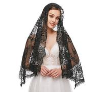 MONOJLY Mantilla de encaje velo católico elegante patrón floral suave cómodo para cubrir la cabeza para mujeres misa latina para infinito
