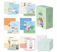 Monolike Tarjeta de día a día, serie Happy and Lucky Littles. 1 - Mezcla de 36 mini postales, 36 sobres, 36 calcomanías paquete