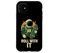 Monopatín Astronauta Roll with It Funny Space Carcasa para iPhone 11