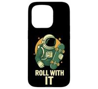 Monopatín Astronauta Roll with It Funny Space Carcasa para iPhone 15 Pro