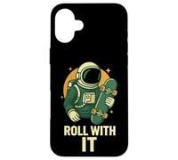 Monopatín Astronauta Roll with It Funny Space Carcasa para iPhone 16 Plus