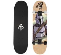 Monopatín de Madera para Jovenes, 79 cm, Tabla Antideslizante, Grande, hasta 100 kg (Star Wars Mandalorian)