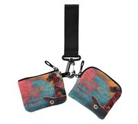 Monopatín de perro salchicha, estilo retro, estilo urbano, monedero, monedero, monedero, gran capacidad, organizador de dinero con cremallera para el trabajo, viajes, 2 piezas, Patineta divertida para