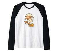 Monopatín Ovejas Heno Bale Retro Camiseta Manga Raglan