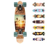 Monopatín patineta Retro Madera Skateboard Completo niños jóvenes Adultos Mejor Calidad Robusto Ligero Ruedas un Skateboard Madera (Summer Sunset)