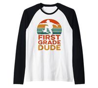 Monopatín retro de primer grado para niños de regreso a la escuela Camiseta Manga Raglan