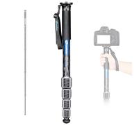 Monopod de cámara de fibra de carbono, portátil, compacto, ligero, monopié de viaje con correa de muñeca, mango de silicona, cierres giratorios, 5 secciones de hasta 165 cm, carga máxima de 15 kg,