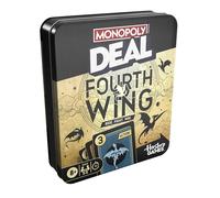 Monopoly Deal Fourth Wing Edition Juego en caja de lata coleccionable, juego de cartas con licencia oficial inspirado en la serie Empyrean, 2-5 jugadores a partir de 8 años