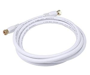 Monoprice 104058 6 ft RG6 18 AWG 75 Ohm cuadrete CL2 Cable coaxial con Conector Tipo F, Color Blanco