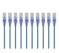 Monoprice 115166 Cable de conexión Ethernet Cat6A, 10 pies, color azul, cable de red de Internet, RJ45, 550 MHz, UTP, cable de cobre puro desnudo, 10G, 30 AWG, paquete de 10, serie SlimRun