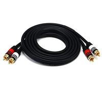 Monoprice Cable de audio premium de dos canales, 2 conectores RCA a 2 conectores RCA, macho a macho, 22AWG, 6 pies, negro
