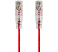Monoprice Cable de conexión de nivel de componente rojo Cat6 de 14 pies UTP 28AWG 550MHz cobre puro sin enganches RJ45 SlimRun Series Ethernet Cable