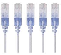Monoprice Cable de conexión de Red Ethernet Cat6A - 50 pies - Blanco | Paquete de 5, 10G - Serie SlimRun