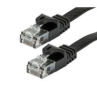 Monoprice Cable de conexión Ethernet Cat6 plano - 7 pies - negro, Snagless RJ45, plano, 550 MHz, UTP, alambre de cobre puro desnudo, 30 AWG - Serie Flexboot