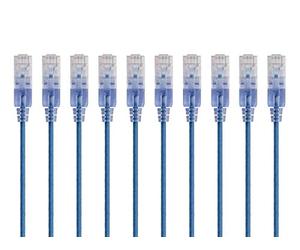 Monoprice Cable de conexión Ethernet Cat6A - 5 pies - Azul | Cable de Internet de red - RJ45, 550 Mhz, UTP, cable de cobre puro desnudo, 10 G, 30 AWG, paquete de 10 - Serie SlimRun