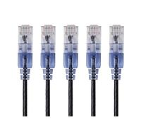 Monoprice Cable de conexión Ethernet Cat6A - 5 pies - Negro | Cable de Internet de red - RJ45, 550 Mhz, UTP, cable de cobre puro desnudo, 10G, 30AWG, paquete de 5 - Serie SlimRun