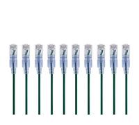 Monoprice Cable de conexión Ethernet Cat6A, Paquete de 10, RJ45 sin enganches, 550 MHz, 10G, UTP, Cable de Cobre Puro Desnudo, 30 AWG, 0.5 pies, Color Verde, Serie SlimRun