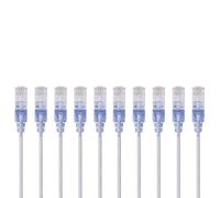 Monoprice Cable de conexión Ethernet Cat6A, RJ45 sin enganches, 550 MHz, 10G, UTP, alambre de cobre puro desnudo, 30AWG, paquete de 10, 25 pies, blanco - Serie SlimRun